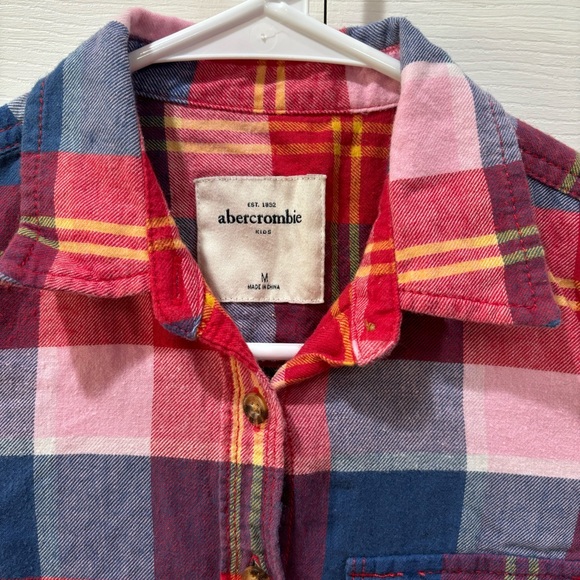 ABERCROMBIE KIDS Girl’s Multicolor Long Sleeve Button Down Plaid Flannel -size M - Picture 2 of 4